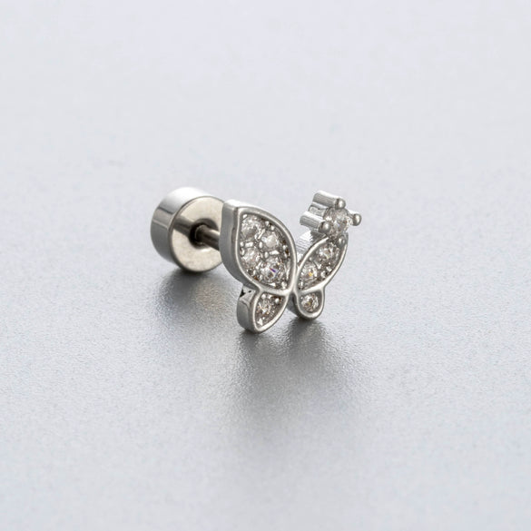 Women's Titanium Steel Inlaid Zircon Bow Pattern Ear Nails