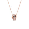 Women's Titanium Steel Interlocking Double Ring Pendant Necklace With O Chain Electroplated Minimalist Geometric Clavicle Chain Fashion Jewelry