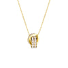 Women's Titanium Steel Interlocking Double Ring Pendant Necklace With O Chain Electroplated Minimalist Geometric Clavicle Chain Fashion Jewelry