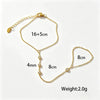 Women's Titanium Steel Interlocking Jewelry Set With White Stone Necklace And Bracelet Electroplated Non Fading Geometric Temperament Style