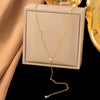 Women's Titanium Steel Interlocking Jewelry Set With White Stone Necklace And Bracelet Electroplated Non Fading Geometric Temperament Style