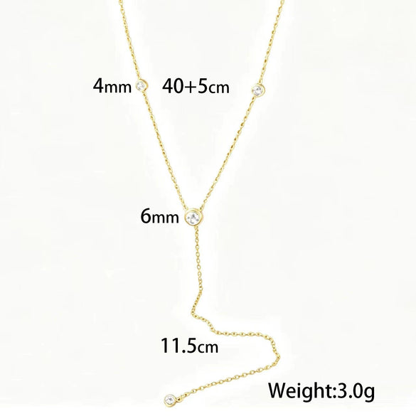Women's Titanium Steel Interlocking Jewelry Set With White Stone Necklace And Bracelet Electroplated Non Fading Geometric Temperament Style