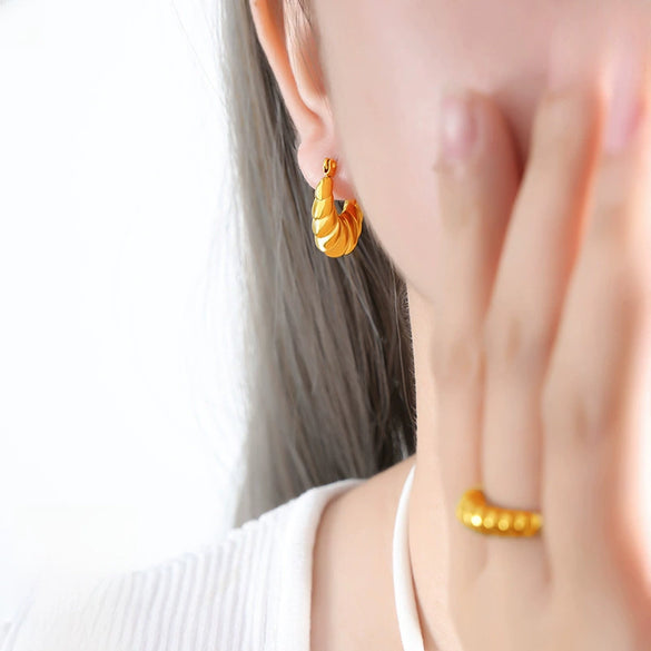 Women's Titanium Steel Irregular Geometric Electroplated Earrings