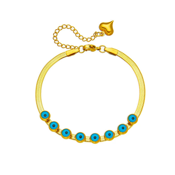 Women's Titanium Steel Jewelry Bracelet With Dripping Blue Eyes Shape And Electroplating Process