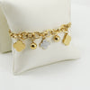 Women's 316L Stainless Steel Jewelry Fashion Allmatch Geometric Fourleaf Clover Electroplated Sticky Drill Bracelet With Pearl