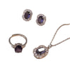 Women's Titanium Steel Jewelry Set With Electroplated Geometric Mixed Gemstone Inlaid Necklace Earrings And Ring