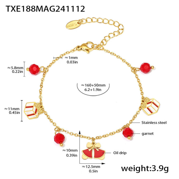 Women’s Titanium Steel Jewelry Set With Enamel Glaze Earrings Necklace And Bracelet Simple Electroplated Design