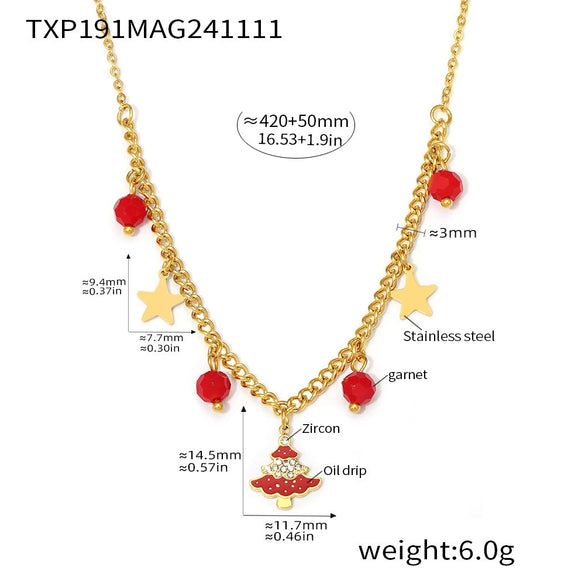 Women’s Titanium Steel Jewelry Set With Enamel Glaze Earrings Necklace And Bracelet Simple Electroplated Design