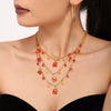 Women’s Titanium Steel Jewelry Set With Enamel Glaze Earrings Necklace And Bracelet Simple Electroplated Design