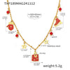Women’s Titanium Steel Jewelry Set With Enamel Glaze Earrings Necklace And Bracelet Simple Electroplated Design