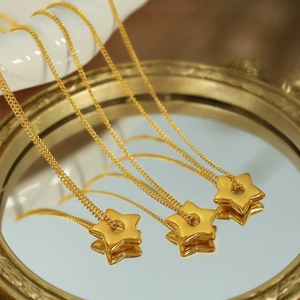 Women's 316L Stainless Steel Jewelry Set With Fresh Style Featuring Star Heart Pattern And Electroplating Treatment