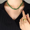 Women's Titanium Steel Jewelry Set With Geometric Design Electroplated Multicolor Necklace And Bracelet With Full Drill Chain