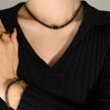 Women's Titanium Steel Jewelry Set With Geometric Design Electroplated Multicolor Necklace And Bracelet With Full Drill Chain