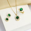 Women's Titanium Steel Jewelry With Geometric Mixed Gemstone Pendant And O Word Chain Light Luxury Style Electroplated