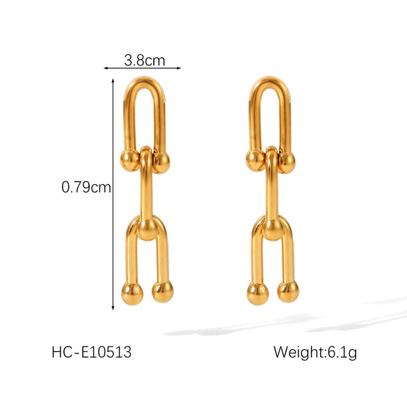 Women's Titanium Steel Jewelry With Geometric Pattern And Ushaped Horseshoe Buckle Electroplated