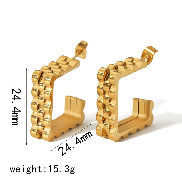 Women's Titanium Steel 18K Gold Electroplated Ushaped Geometric Earrings