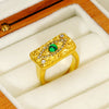Women's Titanium Steel 18K Gold Inlaid Zircon Green Malachite Lava Square Devil's Eye Jewelry Electroplated
