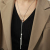 Women's 316L Stainless Steel 18K Gold Plated Diamond Tassel Woolen Chain Necklace With Geometric Design