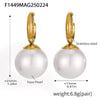 Women's Titanium Steel Lapis Lazuli Geometric Crescentshaped Electroplated Doublelayer Stacked Necklace And Imitation Pearl Earrings Combination