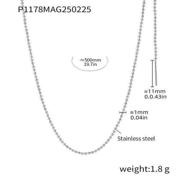Women's Titanium Steel Lapis Lazuli Geometric Crescentshaped Electroplated Doublelayer Stacked Necklace And Imitation Pearl Earrings Combination