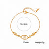 Women's Titanium Steel Letter Bracelet With Rhinestone Accents And 18K Gold Plated Brass Hardware