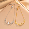 Women's Titanium Steel Letter Bracelet With Rhinestone Accents And 18K Gold Plated Brass Hardware