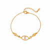 Women's Titanium Steel Letter Bracelet With Rhinestone Accents And 18K Gold Plated Brass Hardware