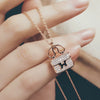 Women's Titanium Steel Letter Pattern Diamond Pendant O Chain Necklace