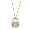 Women's Titanium Steel Letter Pattern Diamond Pendant O Chain Necklace
