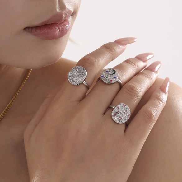 Women's 316L Stainless Steel Light Luxury Geometric Ring And Bracelet With Electroplating