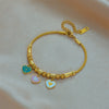 Women's Titanium Steel Love Pendant Beaded Bracelet With Threecolor Pattern And Electroplating Treatment