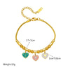 Women's Titanium Steel Love Pendant Beaded Bracelet With Threecolor Pattern And Electroplating Treatment