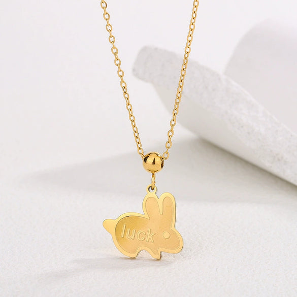 Women's Titanium Steel Lucky Four Leaf Clover Inlay Bracelet Necklace Jewelry