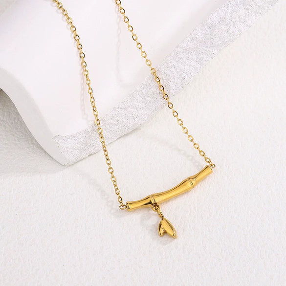 Women's Titanium Steel Lucky Four Leaf Clover Inlay Bracelet Necklace Jewelry