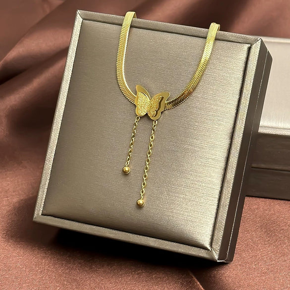 Women's Titanium Steel Lucky Four Leaf Clover Inlay Bracelet Necklace Jewelry