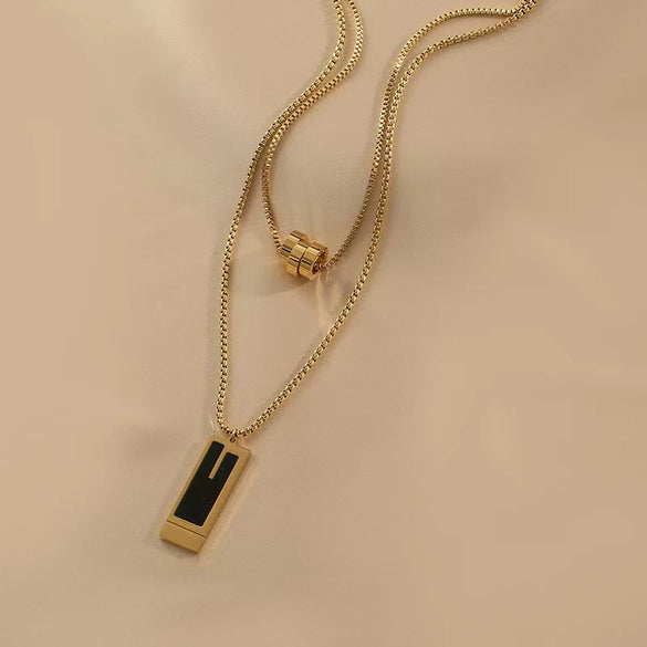 Women's Titanium Steel Lucky Four Leaf Clover Inlay Bracelet Necklace Jewelry