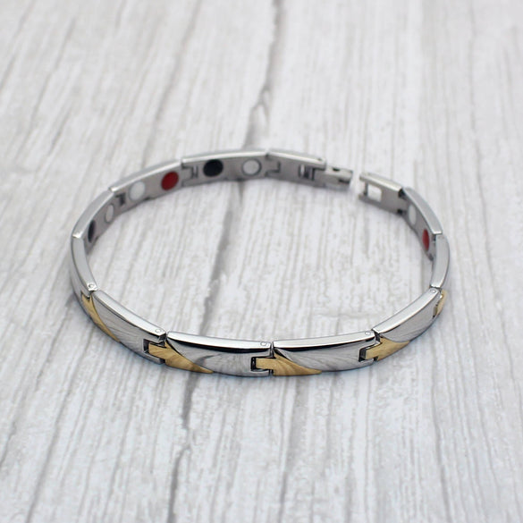 Women's Titanium Steel Magnetic Anion Bracelet With Geometric Pattern And Electroplating Design