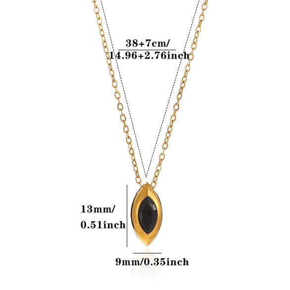 Women's Titanium Steel Marquise Diamond Geometric Pendant Necklace With Gold Plated Finish And Regular Chain