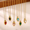 Women's Titanium Steel Marquise Diamond Geometric Pendant Necklace With Gold Plated Finish And Regular Chain