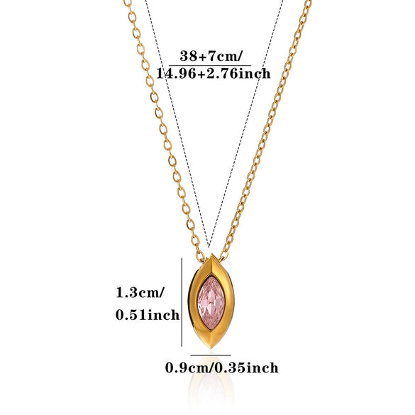 Women's Titanium Steel Marquise Diamond Geometric Pendant Necklace With Gold Plated Finish And Regular Chain