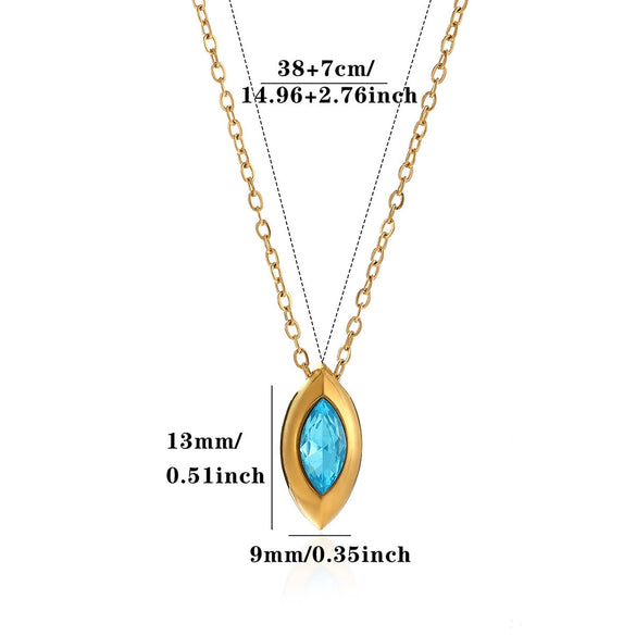 Women's Titanium Steel Marquise Diamond Geometric Pendant Necklace With Gold Plated Finish And Regular Chain