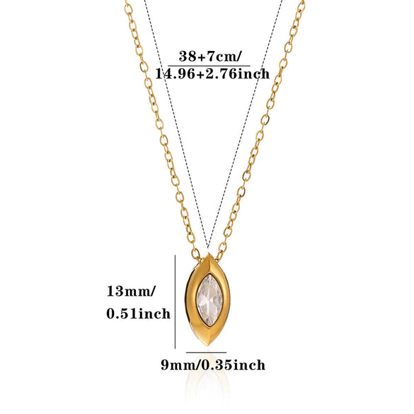 Women's Titanium Steel Marquise Diamond Geometric Pendant Necklace With Gold Plated Finish And Regular Chain