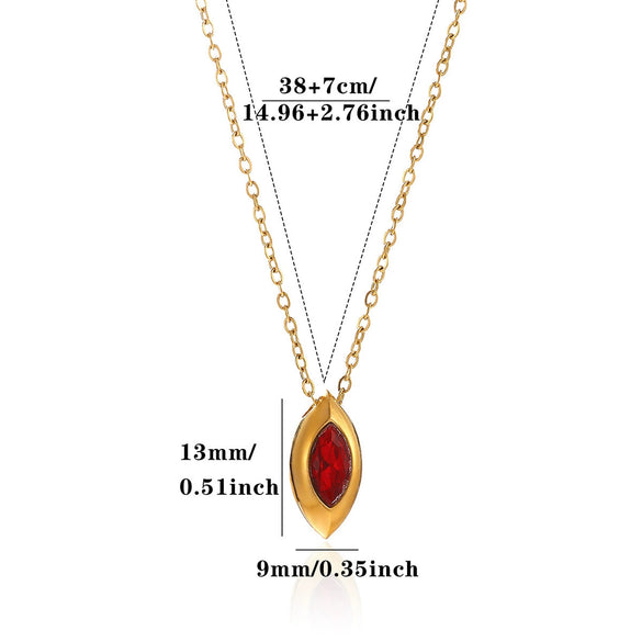 Women's Titanium Steel Marquise Diamond Geometric Pendant Necklace With Gold Plated Finish And Regular Chain
