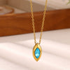 Women's Titanium Steel Marquise Diamond Geometric Pendant Necklace With Gold Plated Finish And Regular Chain