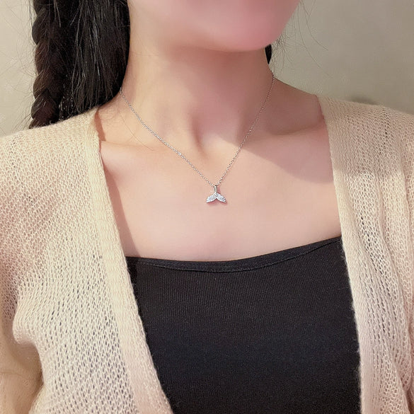 Women's Titanium Steel Mermaid Tail Necklace With Mixed Gem Inlay And Inlaid Zircon Featuring Animals And Zodiac Patterns