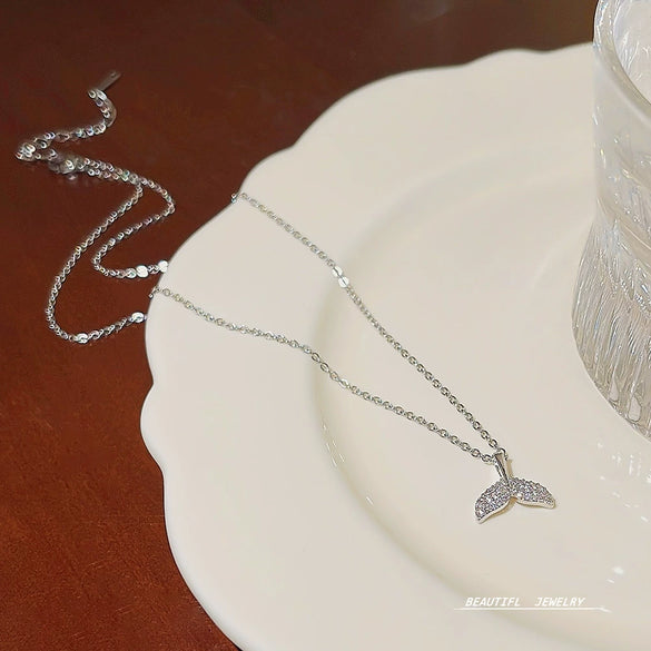 Women's Titanium Steel Mermaid Tail Necklace With Mixed Gem Inlay And Inlaid Zircon Featuring Animals And Zodiac Patterns
