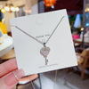 Women's Titanium Steel Micro Key Pendant Necklace With Geometric Design And Mixed Gem Inlay