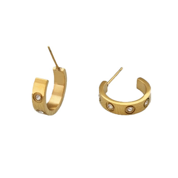 Women's Titanium Steel Minimalist Geometric Open Earrings With Letters Numbers Text And Polishing Treatment