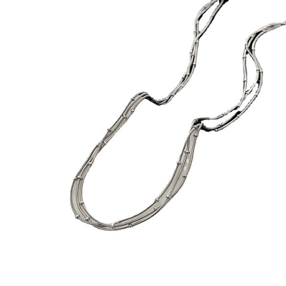 Women's Titanium Steel Multilayer Clavicle Chain With Geometric Design And Polishing Treatment
