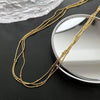 Women's Titanium Steel Multilayer Clavicle Chain With Geometric Design And Polishing Treatment